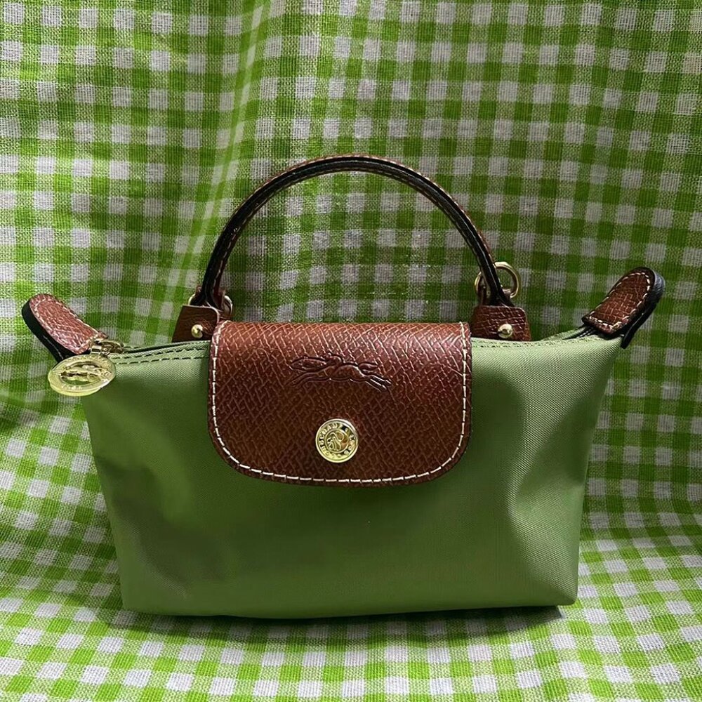Women Longchamp Le Pliage Pouch Moss Green Mini Shoulders